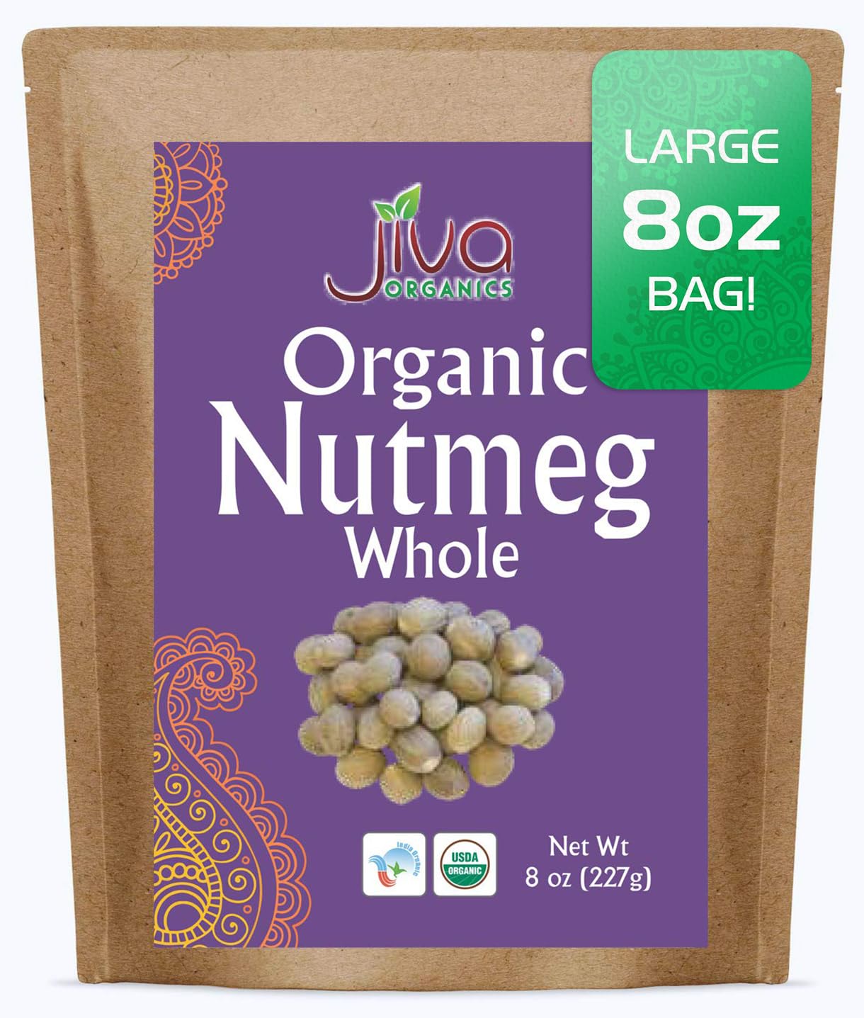 Amazon.com : Jiva Organics Organic Nutmeg Whole 8 ounce Bag - 100